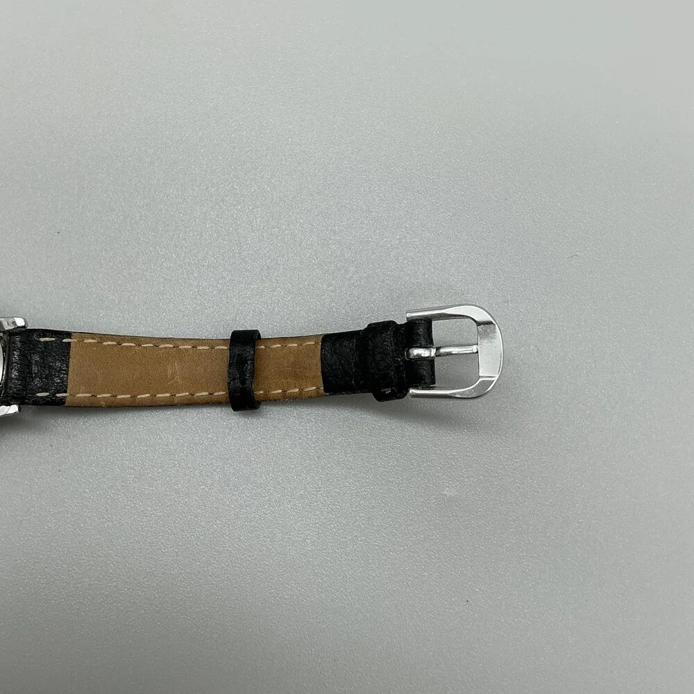 Vintage Timex Womens Watch 24mm Brown Dial Black Leather Strap Manual Wind